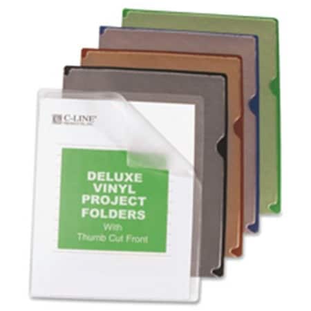 C-Line Products C-Line CLI62150 Vinyl Project Folders with Colored Backs;8.5 in. x 11 in.; 35-BX; AST 62150